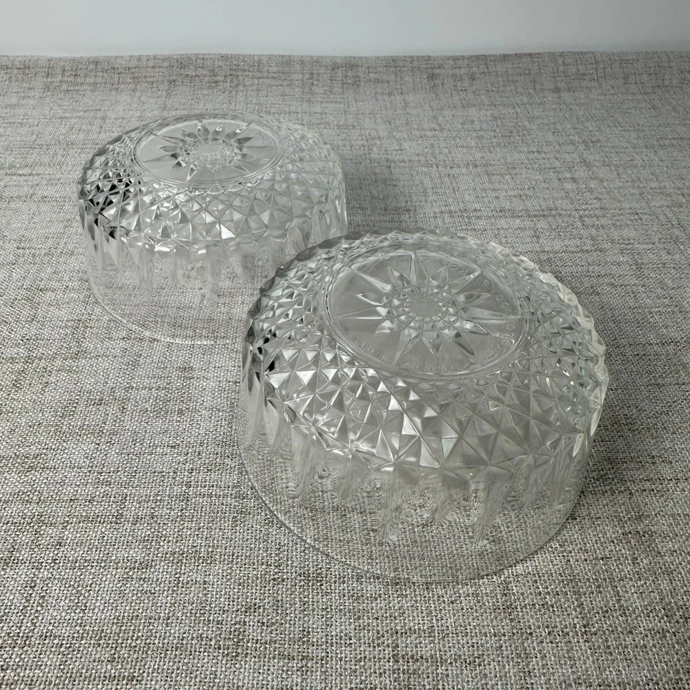 Set of 2 Arcoroc France Clear Pressed Vintage Glass Dessert Bowls